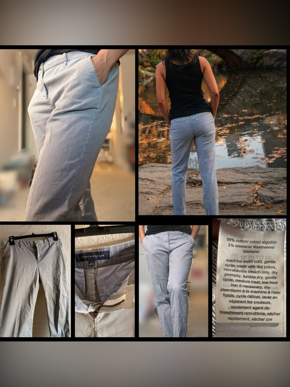 Tommy Hilfiger Women’s Blue White Pinstripe Pants Size 2